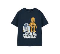 Star Wars Boys Blue Graphic Tee | R2-D2 & C-3PO Short Sleeve T-Shirt | Kids Star Wars Droids Apparel | Officially Licensed Movie Merchandise | Children's Sci-Fi Graphic Top