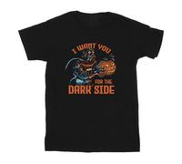 Star Wars Boy's Dark Side Darth Vader Cotton T-Shirt in Black | Size: 7-8 Years Star Wars Black 7-8 Years
