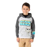 Star Wars Boys Hoodie | Kids Two Tone Graphic Hooded Sweatshirt in Grey | Dark Side Stormtrooper Darth Vader Graffiti Style Apparel Sweater | Sci-fi Movie Film Character Merchandise Gift