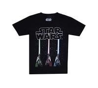 Star Wars Boy's Lightsabers T Shirt, Black (Black Blk), 7-8 Years UK