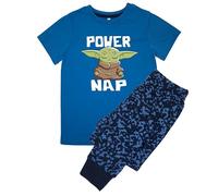 Star Wars Boys Mandalorian Power Nap Pyjamas Short Sleeve Long Bottom Pyjamas Royal Blue/Camo AOP 6-7 Years