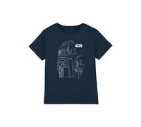 Star Wars Boy's R2D2 Outline Boys Cotton T-Shirt Navy | Size: 9-10 Years Star Wars Navy 9-10 Years