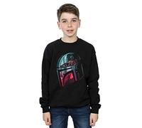 Star Wars Boys The Mandalorian Mandalore Helmet Reflection Sweatshirt Black 7-8 Years