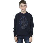 Star Wars Boy's The Mandalorian Outline Helm Diamond Sweatshirt in Navy | Size: 12-13 Years Star Wars Navy 12-13 Years