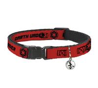 Star Wars Breakaway Cat Collar With Bell, Plastic Clip, Easy Adjustable, Star Wars Darth Vader Text and Galactic Empire Logo Red Black, 8.5 to 12 Inches 0.5 Inch Wide