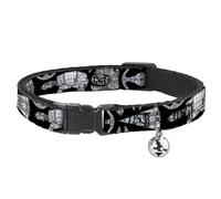 Star Wars Breakaway Cat Collar With Bell, Plastic Clip, Easy Adjustable, Star Wars Ships and Vehicles Black Grays, 8.5 to 12 Inches 0.5 Inch Wide