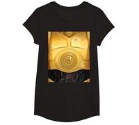 Star Wars C-3PO Halloween Costume T-Shirt, Girls, Black, Large