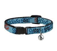Star Wars Cat Collar, Breakaway Collar with Bell, Star Wars Boba Fett Script and Logo Blues Red, 8.5 to 12 Inches 0.5 Inch Wide