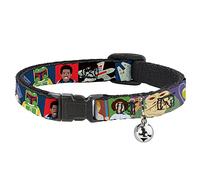 Star Wars Cat Collar, Breakaway Collar with Bell, Star Wars Classic Character Pose Blocks Multi Color, 8.5 to 12 Inches 0.5 Inch Wide