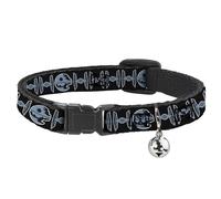 Star Wars Cat Collar, Breakaway Collar with Bell, Star Wars Death Star and TIE Fighters Black Gray, 8.5 to 12 Inches 0.5 Inch Wide