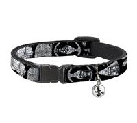 Star Wars Cat Collar, Breakaway Collar with Bell, Star Wars Ships and Vehicles Black Grays, 8.5 to 12 Inches 0.5 Inch Wide