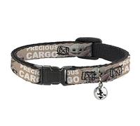 Star Wars Cat Collar, Breakaway Collar with Bell, Star Wars The Child Sitting Pose Precious Cargo Tan White, 8.5 to 12 Inches 0.5 Inch Wide