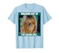 Star Wars Chewbacca Walking Out of The Salon Like T-Shirt, Men, Baby Blue, Small