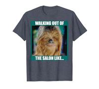 Star Wars Chewbacca Walking Out of The Salon Like T-Shirt, Men, Heather Blue, Medium