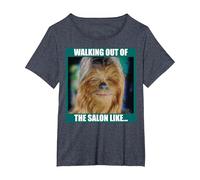 Star Wars Chewbacca Walking Out of The Salon Like T-Shirt, Women's Plus, Heather Blue, 3X