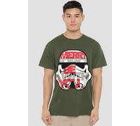 Star Wars Christmas Merry Force Be With You Stormtrooper Mens T-Shirt Dark Green Star Wars Dark Green XL