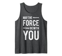 Star Wars Classic May The Force Be with You Lightsaber Logo Tank Top, Men, Dark Heather Grey, Medium