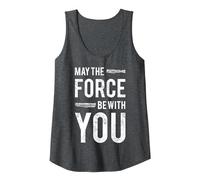 Star Wars Classic May The Force Be with You Lightsaber Logo Tank Top, Women, Dark Heather Grey, Medium