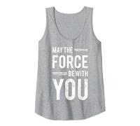 Star Wars Classic May The Force Be with You Lightsaber Logo Tank Top, Women, Heather Grey, Large