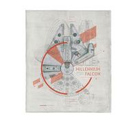 Star Wars Classic Millennium Blueprint Falcon Blanket Ultra Soft Silky Touch Fleece Blanket Lightweight Warm Galaxy Theme Bedding for Kids or Adults Cozy Sofa