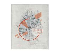 Star Wars Classic Millennium Falcon Blueprint Throw Blanket, Ultra-Soft Silk Touch Fleece, Lightweight Warm Galaxy-Themed Bedding for Kids or Adults, Cozy Couch, Bed, or Travel Blanket, 50 x 60 inches