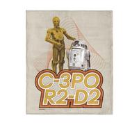 Star Wars Classic Retro C-3PO and R2-D2 Throw Blanket, Ultra-Soft Silk Touch Fleece, Lightweight Warm Galaxy-Themed Bedding for Kids or Adults, Cozy Couch, Bed, or Travel Blanket, 40 x 50 inches