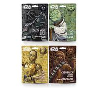 Star Wars Cosmetic Sheet Face Masks Set x4 | MAD Beauty | Yoda, Darth Vader, Chewbacca, C3PO | Cucumber, Black Tea, Coconut, Honey - Fun Hydrating Gift for Fans, Men and Women
