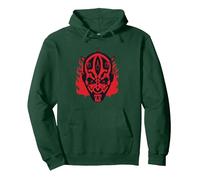 Star Wars Darth Maul Dark Side Villains Head Gothic Flames Pullover Hoodie, Adult Unisex, Dark Green, Medium