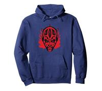 Star Wars Darth Maul Dark Side Villains Head Gothic Flames Pullover Hoodie, Adult Unisex, Navy Blue, Small