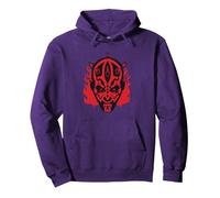 Star Wars Darth Maul Dark Side Villains Head Gothic Flames Pullover Hoodie, Adult Unisex, Purple, Small