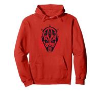 Star Wars Darth Maul Dark Side Villains Head Gothic Flames Pullover Hoodie, Adult Unisex, Red, Small