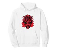 Star Wars Darth Maul Dark Side Villains Head Gothic Flames Pullover Hoodie, Adult Unisex, White, Small