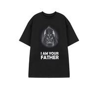 Star Wars Darth Vader Black Graphic Tee | Classic I Am Your Father Quote T-Shirt | Short Sleeve Casual Wear Top | Film Character Merchandise | Movie Apparel for Fans