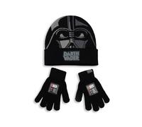 Star Wars Darth Vader Boys Black Beanie and Gloves Set | Warm Winter Accessories for Kids | Movie Character Merch Fans Merch