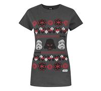 Star Wars Darth Vader Fair Isle Christmas Women's T-Shirt Charcoal
