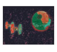 Star Wars Digital Moonlight Death Star Framed Canvas Print Black/green/orange (80Cm X 60Cm)