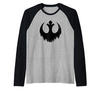 Star Wars Distressed Rebel Logo Black Raglan Baseball Tee