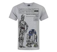 Star Wars Droid Men's T-Shirt C-3PO and R2-D2 Grey XS