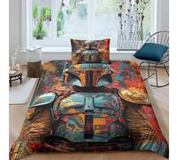 Star Wars Duvet Cover Quilt Cover for Boys Girls 3D Print Mandalorian Comforter Covers with Zipper Closure Bedding Set with Pillow Cases Soft Microfiber 3 Pieces Single（135x200cm）
