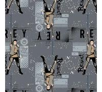 Star Wars Fabric The Last Jedi Rey Fabric Grey Colour, 100% Cotton Genuine Licensed Craft Fabric Material for Children's Dressmaking, Quilting, Sewing