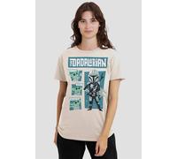 Star Wars Women's Father Retro Dadalorian & Grogu T-Shirt, Natural in Beige | Size: Small Star Wars Beige S