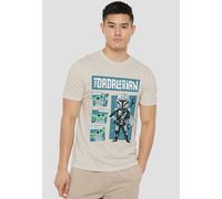 Star Wars Father Retro Dadalorian & Grogu T-Shirt, Natural in Beige | Size: Small Star Wars Beige S