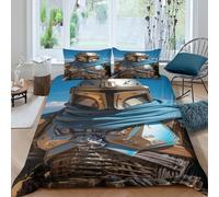 Star Wars for Boys Girls Comforter Covers Quilt Cover 3D Print Mandalorian Duvet Cover Soft Microfiber with Pillow Cases with Zipper Closure Bedding Set 3 Pieces Double（200x200cm）