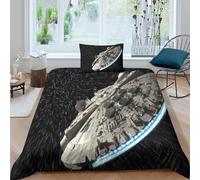 Star Wars for Boys Girls Comforter Covers Quilt Cover 3D Print Millennium Falcon Duvet Cover Soft Microfiber with Pillow Cases with Zipper Closure Bedding Set 3 Pieces Single（135x200cm）
