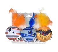 STAR WARS for Pets Cat Toys 3 Pack Feather Jingle Balls with Catnip: C3PO, BB8, R2-D2 | Fun Catnip Toys Jingle Ball Feather Toy for Cats | Cat Balls with Bells | Gifts Fans