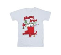 Star Wars Girl's Merry Force Be With You Cotton T-Shirt in White | Size: 12-13 Years Star Wars White 12-13 Years