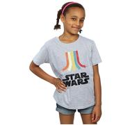Star Wars Girl's Rainbow Cotton T-Shirt in Grey | Size: 9 Years Star Wars Grey 9 Years