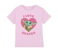Star Wars The Mandalorian Grogu I Love Snacks Girls T Shirt, Light Pink, 7-8 Years