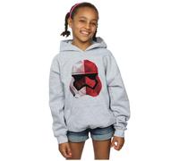 Star Wars Girl's The Last Jedi Stormtrooper Red Cubist Helmet Hoodie in Grey | Size: 7-8 Years Star Wars Grey 7-8 Years
