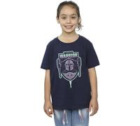 Star Wars Girl's The Mandalorian Fierce Warrior Patch Cotton T-Shirt in Navy | Size: 3-4 Years Star Wars Navy 3-4 Years